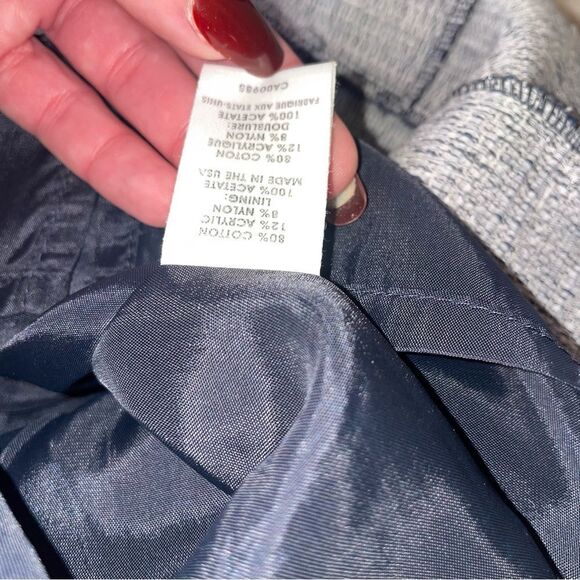 Nanette Lepore Tweed Skirt blue and gray pencil skirt with ruffle bottom SZ 8 - Picture 11 of 12